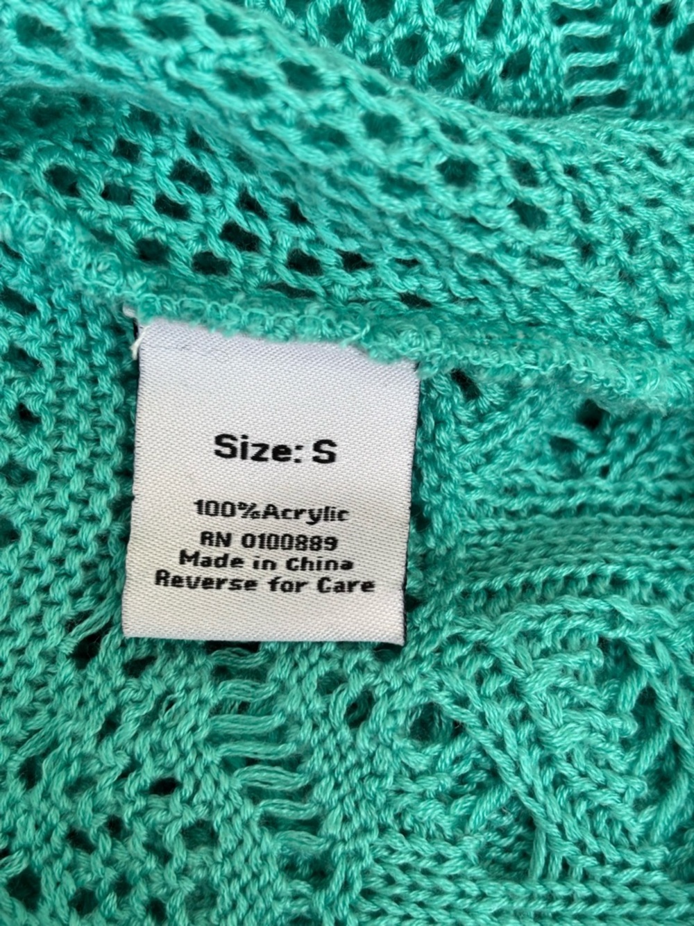 Keren Hart Crochet Open-Front Vest in Teal Women’s S - Picture 5 of 7